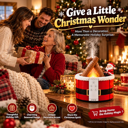 🎄 Christmas Campfire Aroma Diffuser – Cozy Flame-style Glow, Festive Mist & Adorable Santa/gingerbread Designs