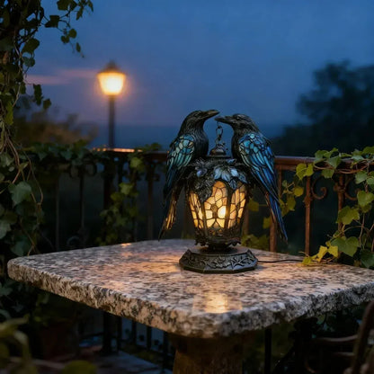 Gothic Raven Lantern – Stained-Glass-Inspired Accent Light