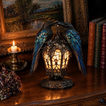 Gothic Raven Lantern – Stained-Glass-Inspired Accent Light