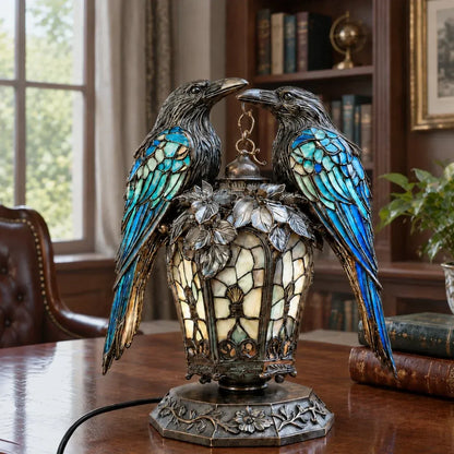 Gothic Raven Lantern – Stained-Glass-Inspired Accent Light