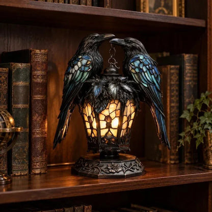 Gothic Raven Lantern – Stained-Glass-Inspired Accent Light