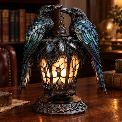 Gothic Raven Lantern – Stained-Glass-Inspired Accent Light