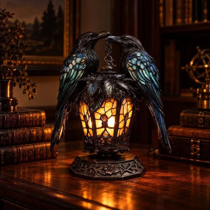 Gothic Raven Lantern – Stained-Glass-Inspired Accent Light