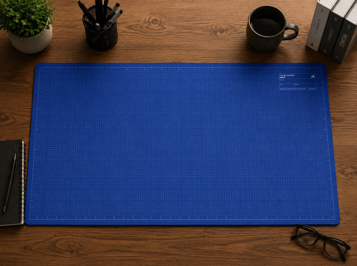 🤩The Blueprint Deskmat Includes the Blueprint Marker💻✏️ A Double-Sided Deskmat to Draw, Erase & Redraw As Needed. 🎁