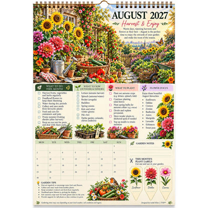 2027 Four Seasons Gardening Calendar & Monthly Planner – A4 Wall Calendar with Planting Guide, Garden Tasks & Plant Labels | WEEKLYARD™