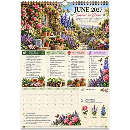 2027 Four Seasons Gardening Calendar & Monthly Planner – A4 Wall Calendar with Planting Guide, Garden Tasks & Plant Labels | WEEKLYARD™