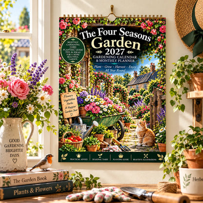 2027 Four Seasons Gardening Calendar & Monthly Planner – A4 Wall Calendar with Planting Guide, Garden Tasks & Plant Labels | WEEKLYARD™