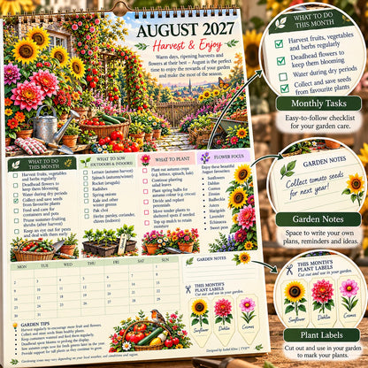 2027 Four Seasons Gardening Calendar & Monthly Planner – A4 Wall Calendar with Planting Guide, Garden Tasks & Plant Labels | WEEKLYARD™