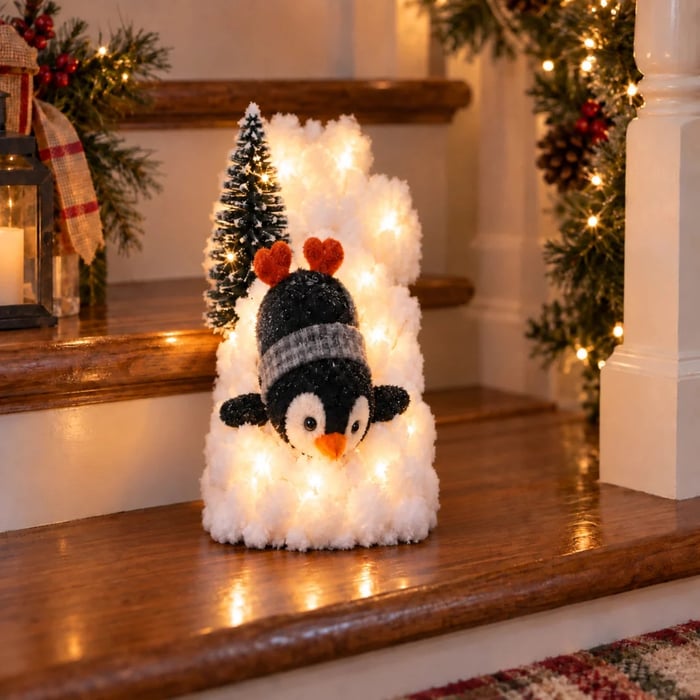 🔥Hot Sale 40% OFF🔥Playful Penguin Snowy Stair Railing Decor