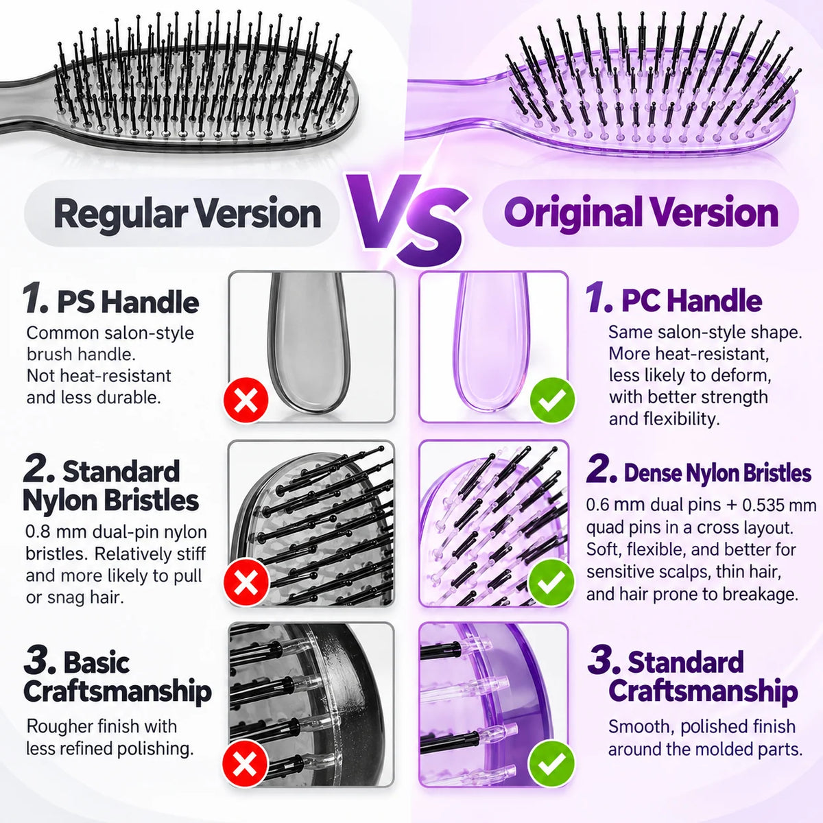 Detangle Knots Instantly! Gentle Portable Scalp Massage Hairbrush