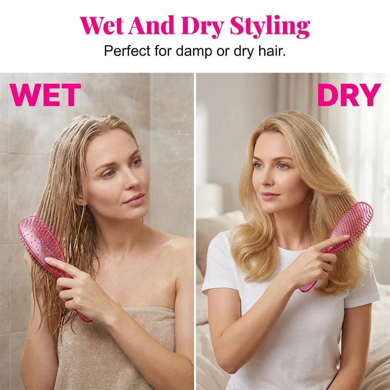 Detangle Knots Instantly! Gentle Portable Scalp Massage Hairbrush