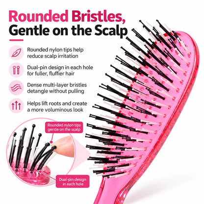 Detangle Knots Instantly! Gentle Portable Scalp Massage Hairbrush