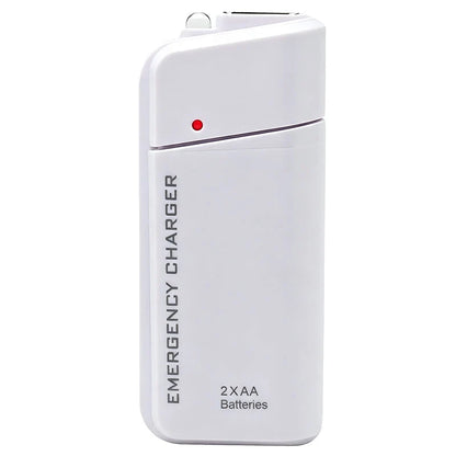 Portable Emergency Phone Charger‑aa Battery‑powered Power Bank With Led Flashlight, Pocket‑size Usb Emergency Backup Charger For Outdoor Travel Camping