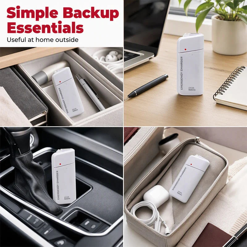 Portable Emergency Phone Charger‑aa Battery‑powered Power Bank With Led Flashlight, Pocket‑size Usb Emergency Backup Charger For Outdoor Travel Camping