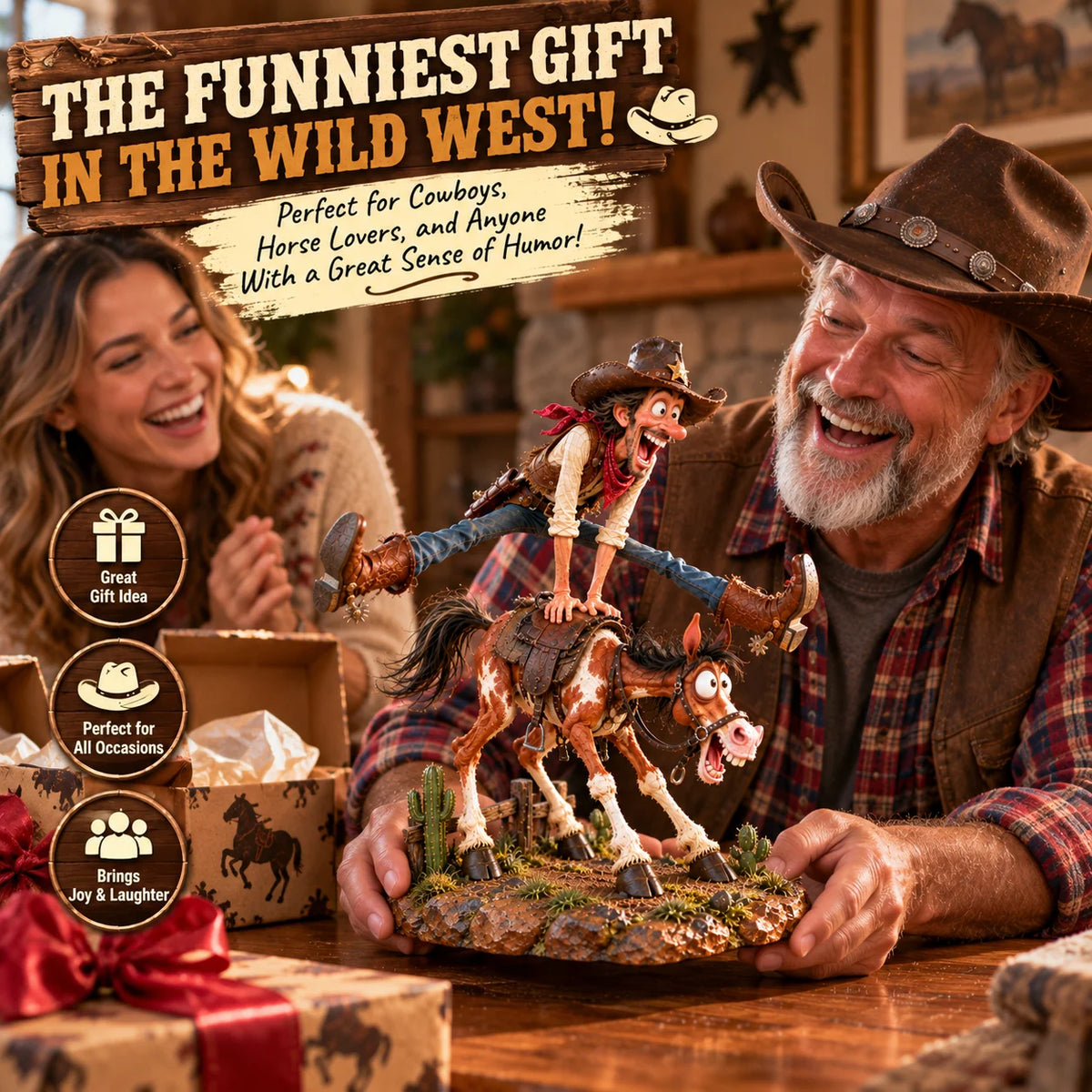 🤠Hold My Hat! – Fun Wild West Figurine🐴