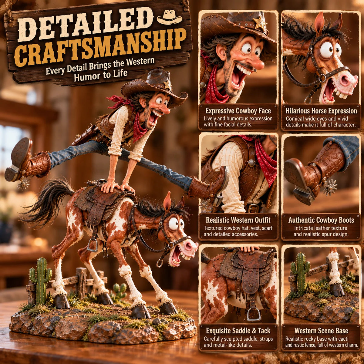 🤠Hold My Hat! – Fun Wild West Figurine🐴