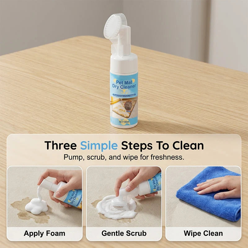 🐾 50% Off! 🧼 Waterless Pet Mat Foam Cleaner – With Brush & Quick Refresh ✨