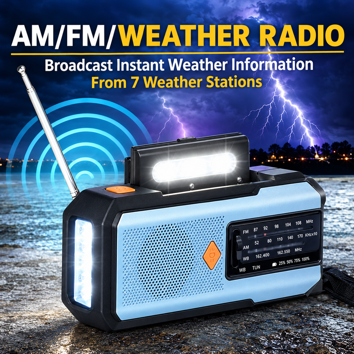 Solar Hand-Crank Emergency Weather Radio