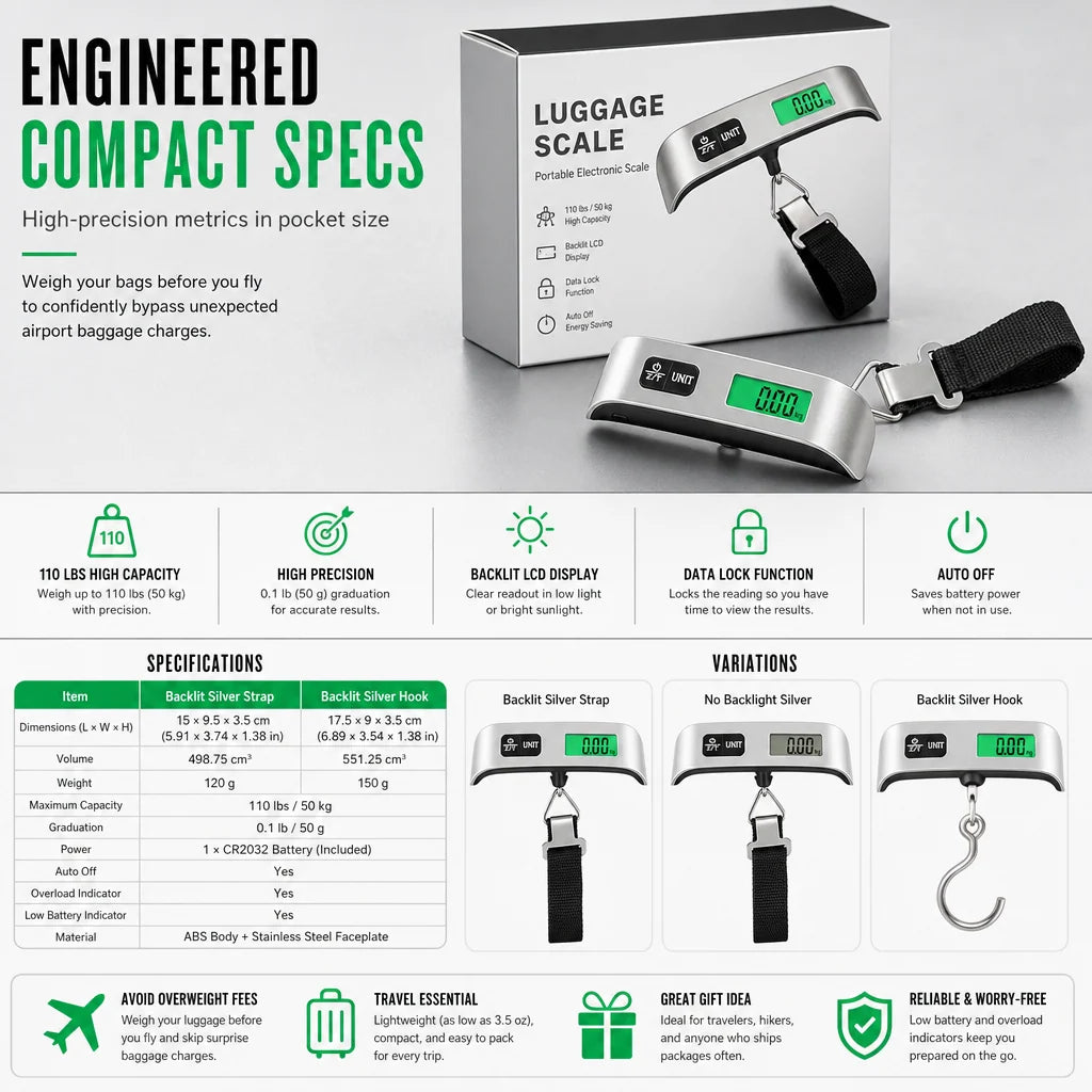Portable 50kg LCD Mini Electronic Luggage Scale T-Shaped Handheld Hanging Scale with Hook