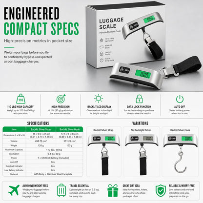 Portable 50kg LCD Mini Electronic Luggage Scale T-Shaped Handheld Hanging Scale with Hook