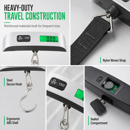 Portable 50kg LCD Mini Electronic Luggage Scale T-Shaped Handheld Hanging Scale with Hook