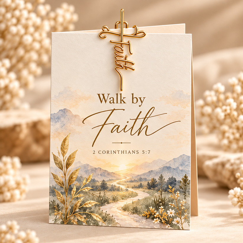 ✝️Faith-Inspired Christian Greeting Cards with Gold Scripture Paper Clips