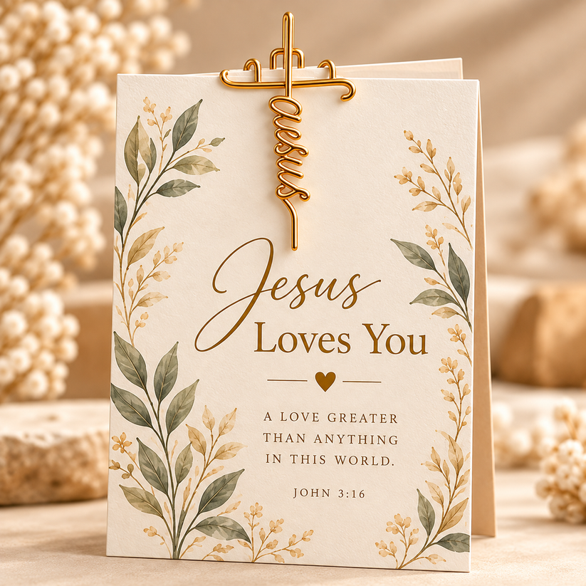 ✝️Faith-Inspired Christian Greeting Cards with Gold Scripture Paper Clips