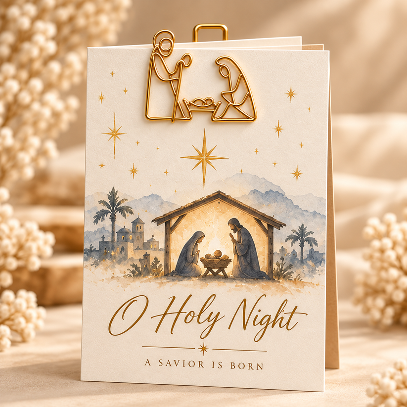 ✝️Faith-Inspired Christian Greeting Cards with Gold Scripture Paper Clips