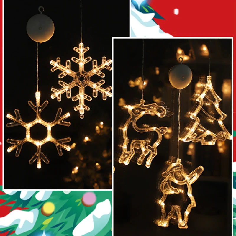 ⏳LAST DAY SALE ONLY ￡9.99!!🎄❄️ DIY Christmas Snowflake Suction Cup LED Lights ✨ | Battery Operated, Warm & Multi-Colour, Window Suction Lights, Christmas Home & Party Decor