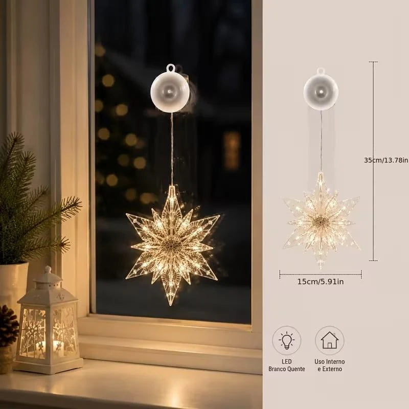 ⏳LAST DAY SALE ONLY ￡9.99!!🎄❄️ DIY Christmas Snowflake Suction Cup LED Lights ✨ | Battery Operated, Warm & Multi-Colour, Window Suction Lights, Christmas Home & Party Decor