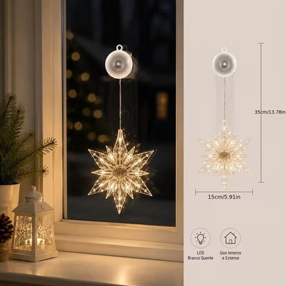 ⏳LAST DAY SALE ONLY ￡9.99!!🎄❄️ DIY Christmas Snowflake Suction Cup LED Lights ✨ | Battery Operated, Warm & Multi-Colour, Window Suction Lights, Christmas Home & Party Decor