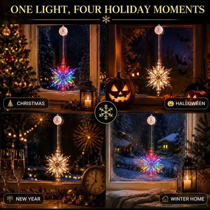 ⏳LAST DAY SALE ONLY ￡9.99!!🎄❄️ DIY Christmas Snowflake Suction Cup LED Lights ✨ | Battery Operated, Warm & Multi-Colour, Window Suction Lights, Christmas Home & Party Decor