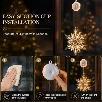 ⏳LAST DAY SALE ONLY ￡9.99!!🎄❄️ DIY Christmas Snowflake Suction Cup LED Lights ✨ | Battery Operated, Warm & Multi-Colour, Window Suction Lights, Christmas Home & Party Decor