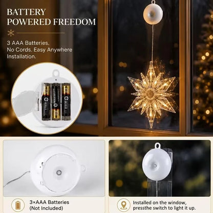 ⏳LAST DAY SALE ONLY ￡9.99!!🎄❄️ DIY Christmas Snowflake Suction Cup LED Lights ✨ | Battery Operated, Warm & Multi-Colour, Window Suction Lights, Christmas Home & Party Decor