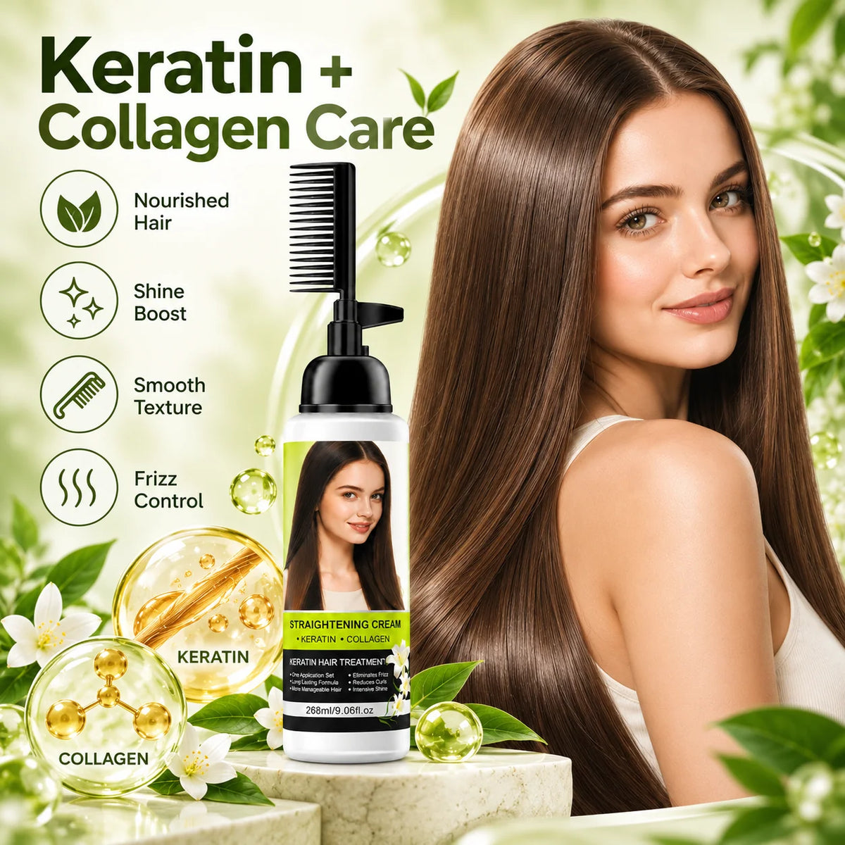 Hair Straightening Cream With Comb Applicator
