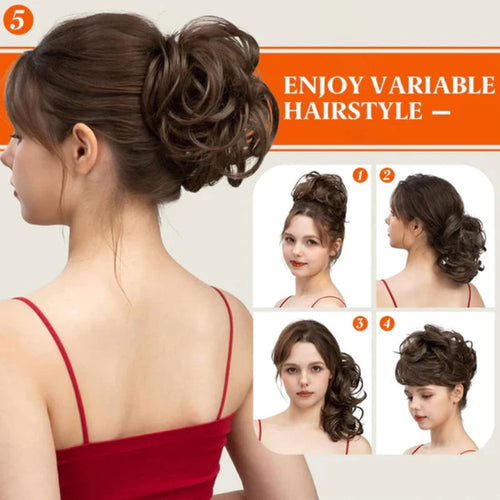 👱‍♀️  ✨ Messy Side Comb Hair Bun – Instant Voluminous Updo Clip-in – 10-second Effortless Styling Premium Heat-friendly Fiber Up To 160°c  – 3 Placement Styles 🎀