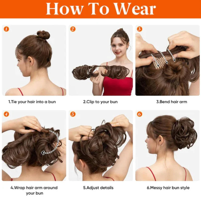 👱‍♀️  ✨ Messy Side Comb Hair Bun – Instant Voluminous Updo Clip-in – 10-second Effortless Styling Premium Heat-friendly Fiber Up To 160°c  – 3 Placement Styles 🎀