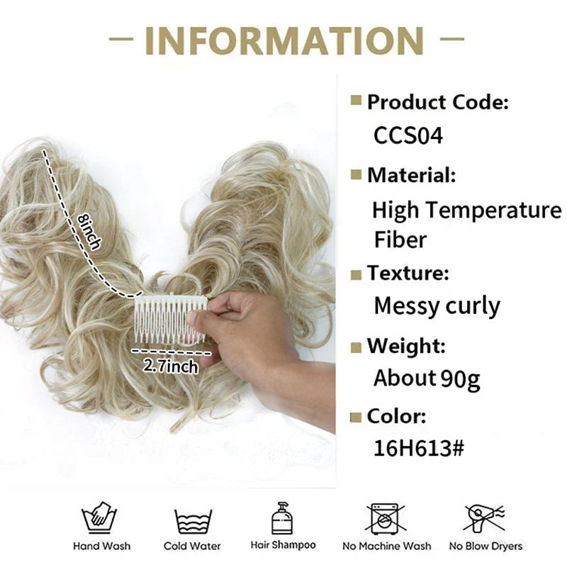 👱‍♀️  ✨ Messy Side Comb Hair Bun – Instant Voluminous Updo Clip-in – 10-second Effortless Styling Premium Heat-friendly Fiber Up To 160°c  – 3 Placement Styles 🎀