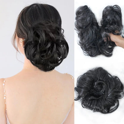 👱‍♀️  ✨ Messy Side Comb Hair Bun – Instant Voluminous Updo Clip-in – 10-second Effortless Styling Premium Heat-friendly Fiber Up To 160°c  – 3 Placement Styles 🎀