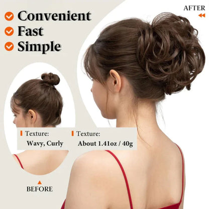 👱‍♀️  ✨ Messy Side Comb Hair Bun – Instant Voluminous Updo Clip-in – 10-second Effortless Styling Premium Heat-friendly Fiber Up To 160°c  – 3 Placement Styles 🎀