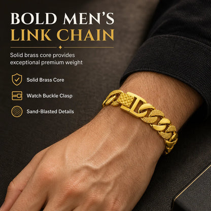 📢⌚ Men's Vietnamese Sand-gold Style Bracelet – Matte Sandblasted Finish & Watch Clasp💎