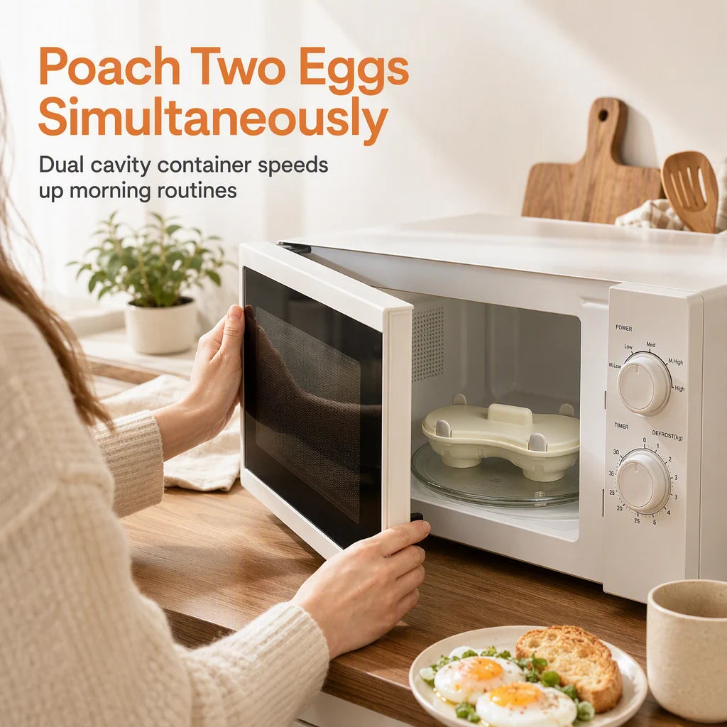 🍳⚡dual-compartment Microwave Egg Poacher | Cook Two Poached Eggs Quickly⏱️