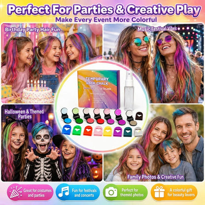 🎁⏳Time-Limited Special⏰12-Color Temporary Hair Chalk Applicator Set🎁-Ready for Christmas!🎅