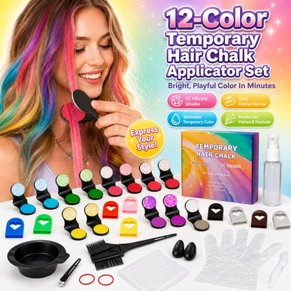 🎁⏳Time-Limited Special⏰12-Color Temporary Hair Chalk Applicator Set🎁-Ready for Christmas!🎅