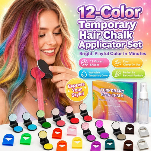 🎁⏳Time-Limited Special⏰12-Color Temporary Hair Chalk Applicator Set🎁-Ready for Christmas!🎅