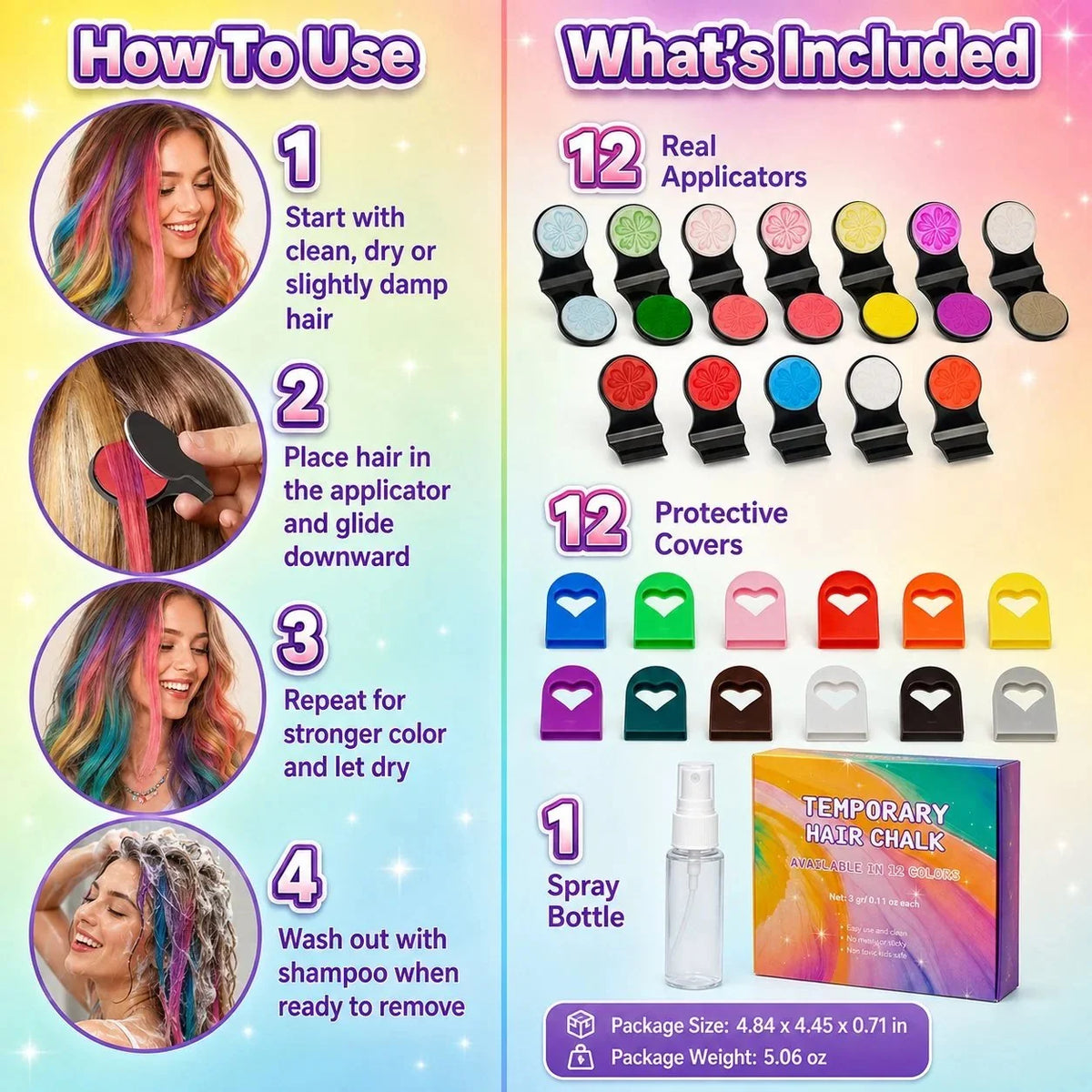 🎁⏳Time-Limited Special⏰12-Color Temporary Hair Chalk Applicator Set🎁-Ready for Christmas!🎅