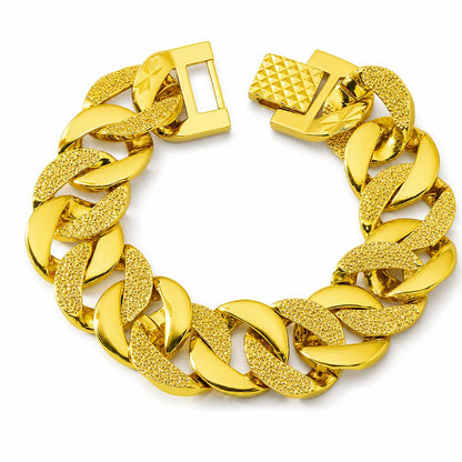 📢⌚ Men's Vietnamese Sand-gold Style Bracelet – Matte Sandblasted Finish & Watch Clasp💎