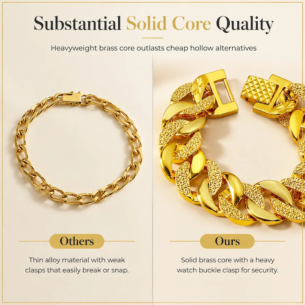 📢⌚ Men's Vietnamese Sand-gold Style Bracelet – Matte Sandblasted Finish & Watch Clasp💎