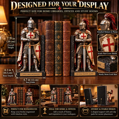 ⚔️ Knights Templar – True Brotherhood Medieval Knight Bookends