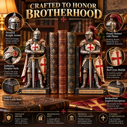 ⚔️ Knights Templar – True Brotherhood Medieval Knight Bookends